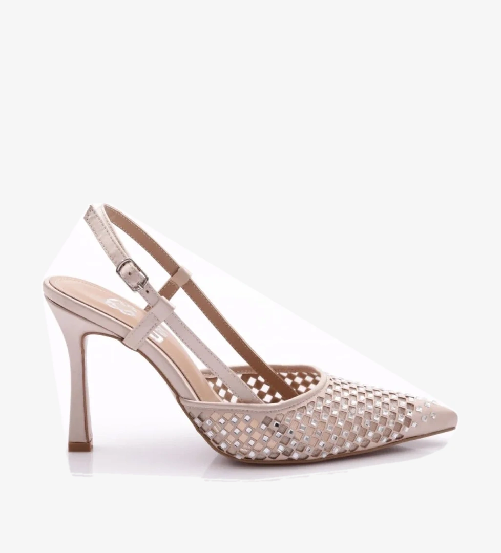 6704 Kadin Arkadan Bağli Topuklu Abiye Ayakkabi - Görsel 1