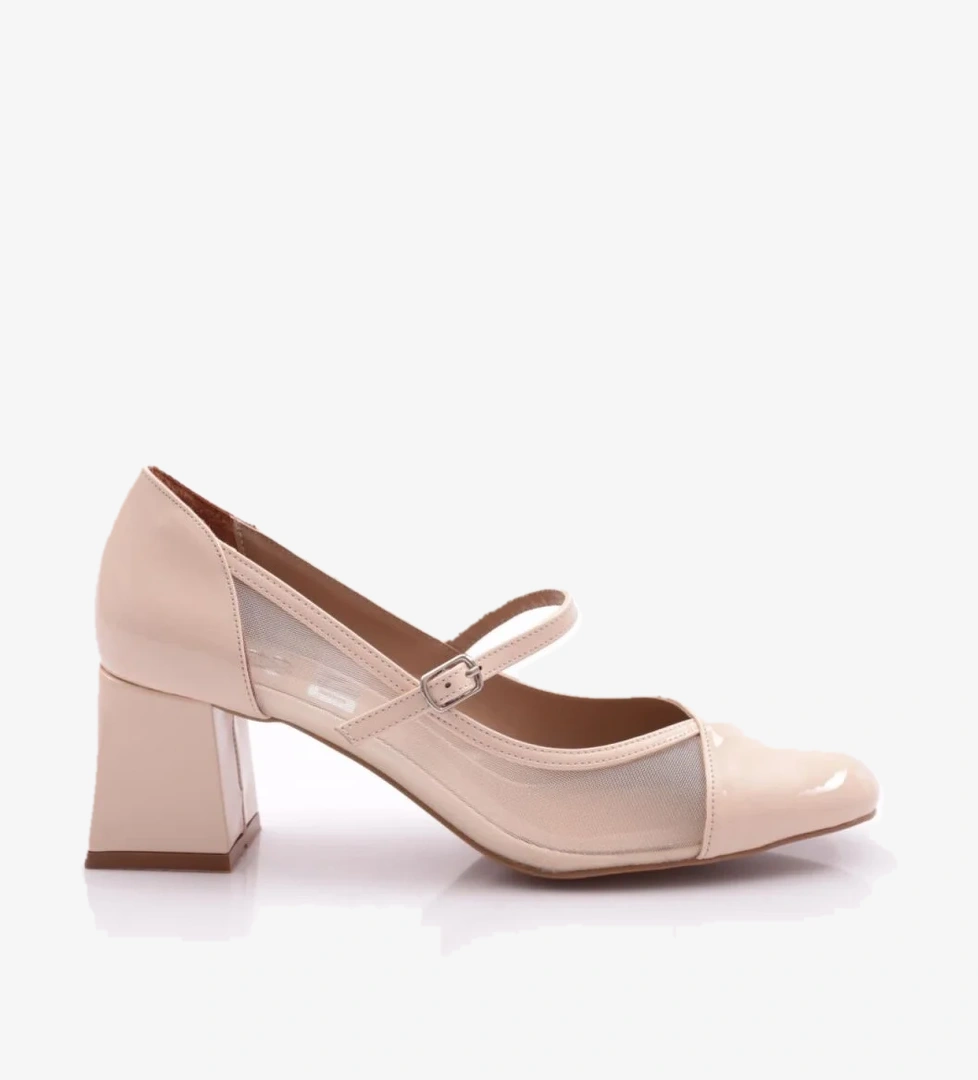 6802 Kadin Üstten Kemer Bağlamali Topuklu Ayakkabi