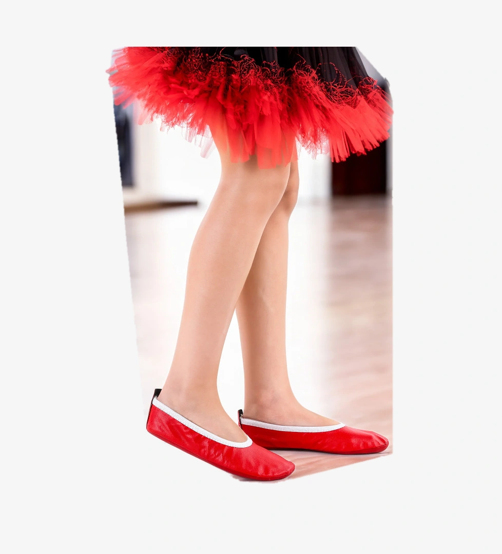 Prom Kız Çocuk Pisi Pisi Balo Dans Gösteri Ayakkabısı Kırmızı