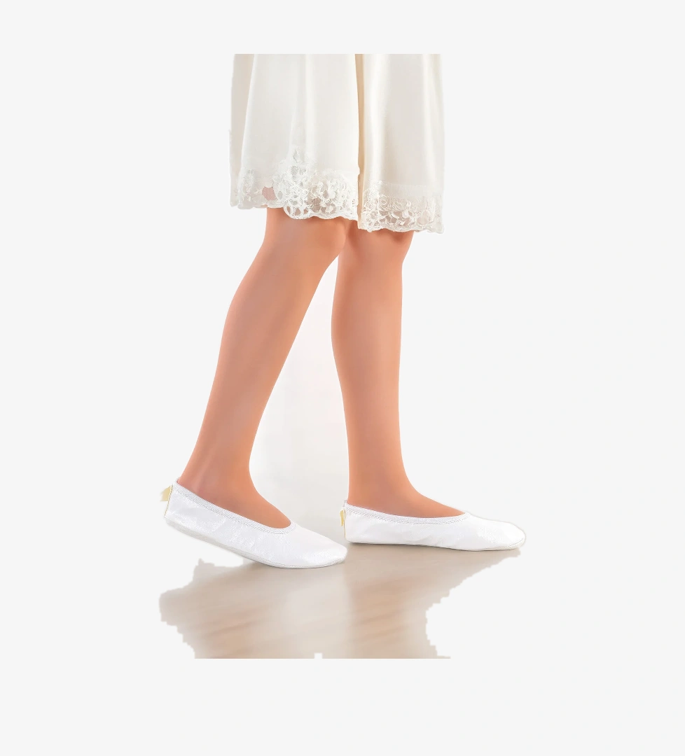 Prom Kız Çocuk Pisi Pisi Balo Dans Gösteri Ayakkabısı Beyaz