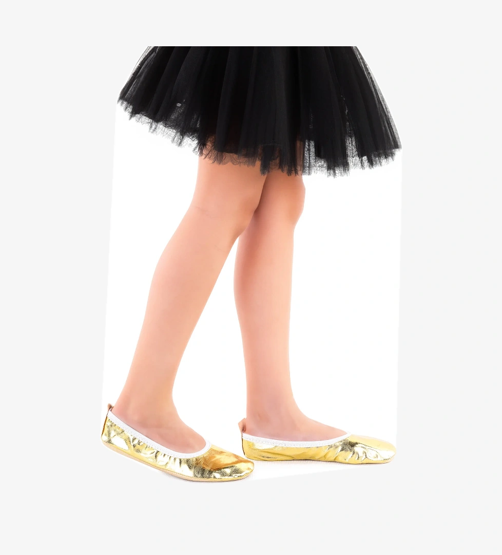 Prom Kız Çocuk Pisi Pisi Balo Dans Gösteri Ayakkabısı Altın