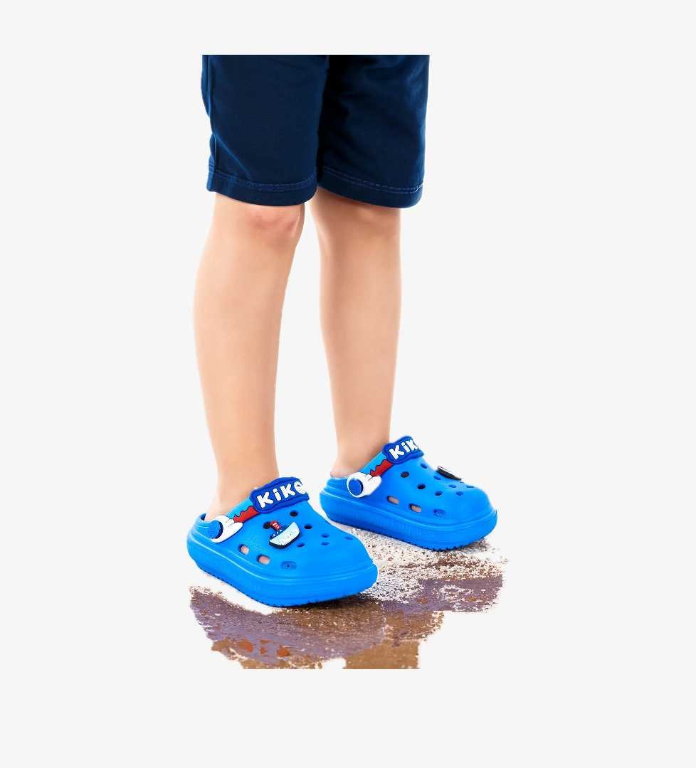 Printed Eva Plaj Havuz Okul Kreş Erkek Çocuk Terlik Saks Mavi - Görsel 1