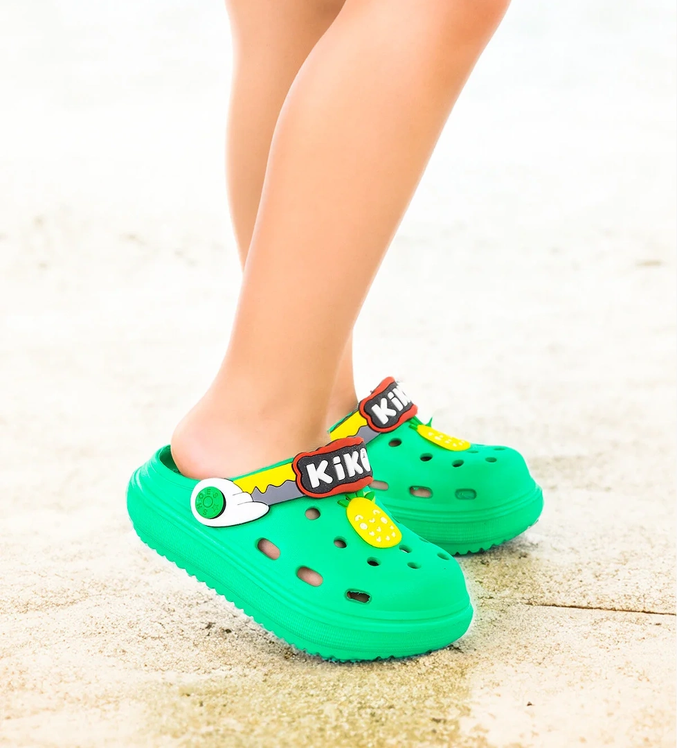 Printed Eva Plaj Havuz Okul Kreş Kız Çocuk Terlik Yeşil