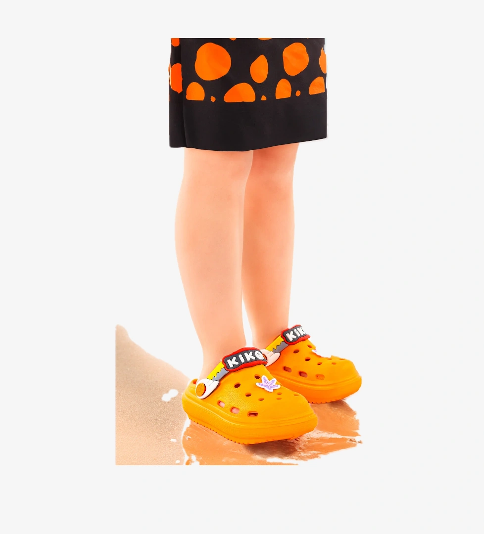 Printed Eva Plaj Havuz Okul Kreş Kız Çocuk Terlik Turuncu