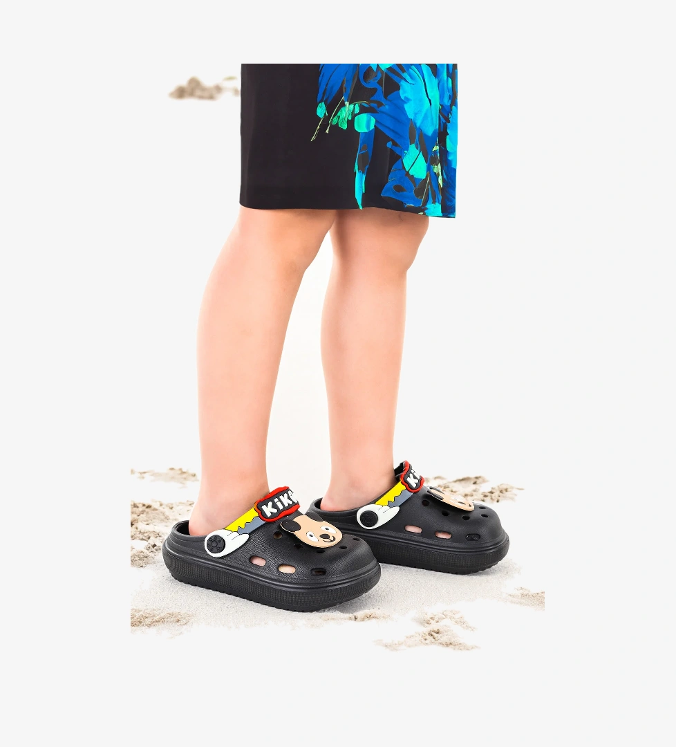 Printed Eva Plaj Havuz Okul Kreş Kız Çocuk Terlik Siyah