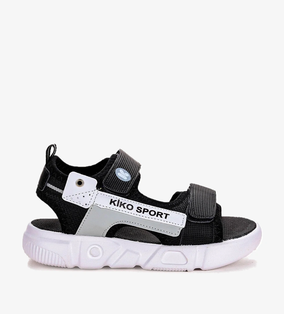 Kiko Kids Kiko Kids Cırtlı Yürüyüş Erkek Çocuk Sandalet 201 Siyah - Gri Sandalet & Terlik | Flo Siyah - 1. görsel