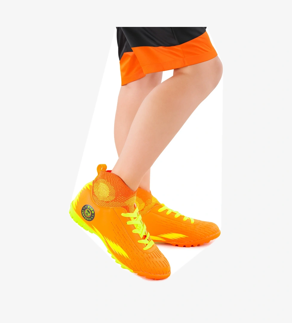 142 FHS Boğazlı Halı Saha Erkek Çocuk Futbol Ayakkabı Turuncu - Sarı - Görsel 1