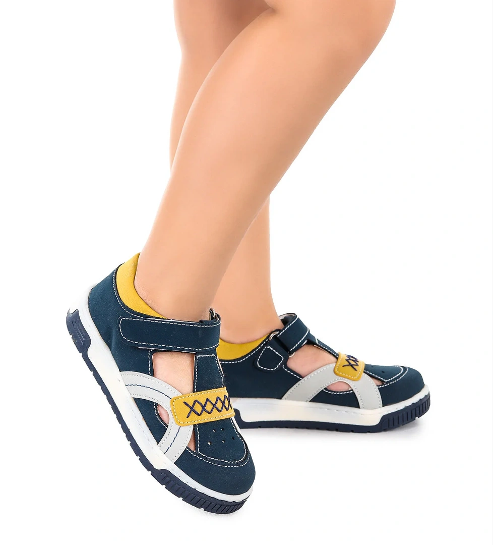 Erkek Çocuk Günlük Ayakkabı Arz 2320 Petrol - Sarı