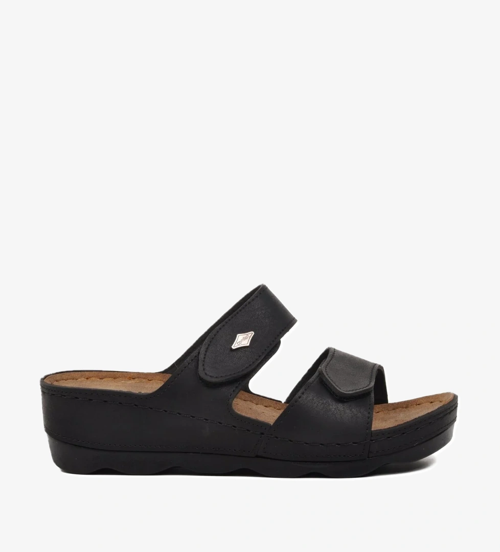 37-976 Siyah Kadın Çift Bantlı Terlik