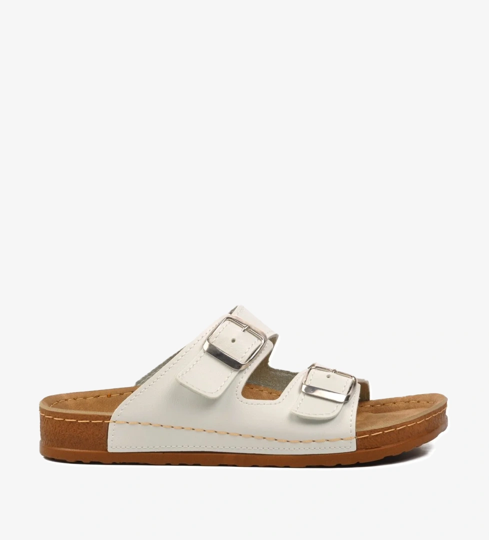 20-972 Beyaz Kadın Çift Bantlı Terlik