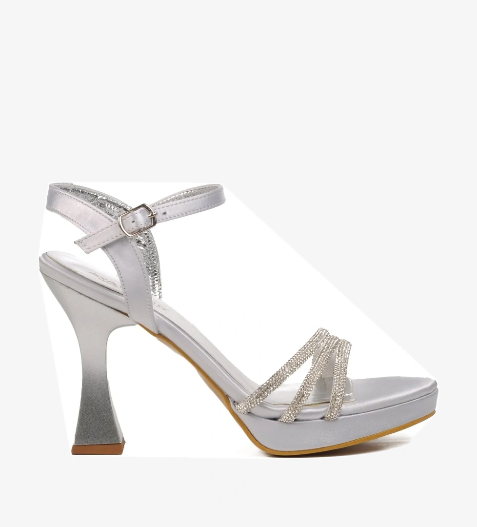 529224 Gümüş Kadın Abiye Ayakkabı