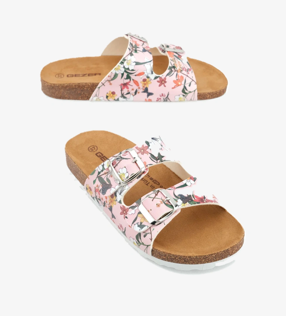 Yazlık Kadın Suni Deri Mantarlı PVC Rahat Taban İki Tokalı Ayarlanabilir Günlük Terlik - Görsel 1