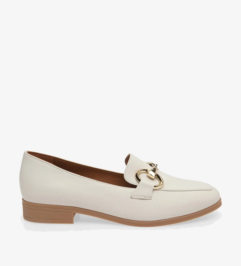 Kadın Deri Ekru Loafer