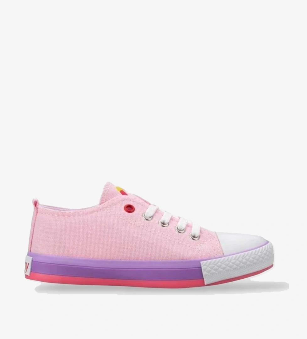 Unisex Erkek Kız Çocuk Keten Kısa Convers Modeli Bağcıklı Spor Ayakkabı PEMBE