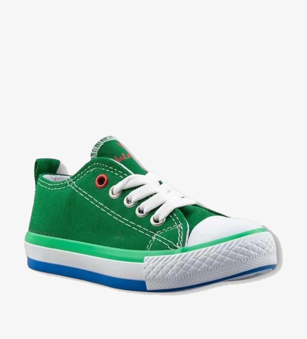 Unisex Erkek Kız Çocuk Keten Kısa Convers Modeli Bağcıklı Spor Ayakkabı YEŞİL