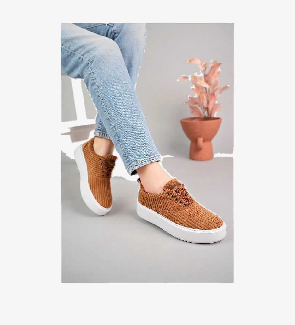 CH173 KBT Velluto Kadın Ayakkabı TABA - Görsel 1