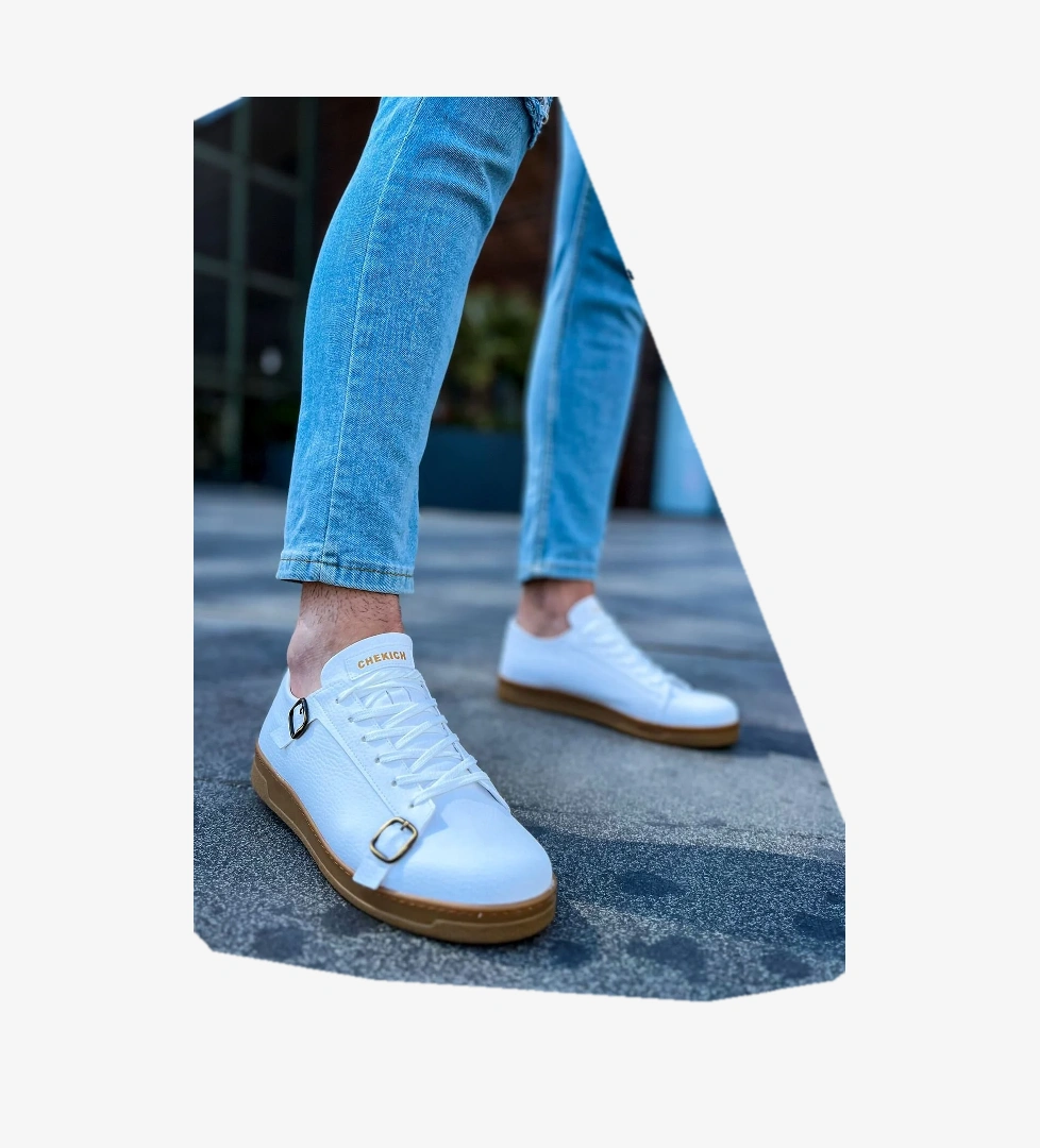 CH191 CKT Side Buckle Erkek Ayakkabı BEYAZ - Görsel 1