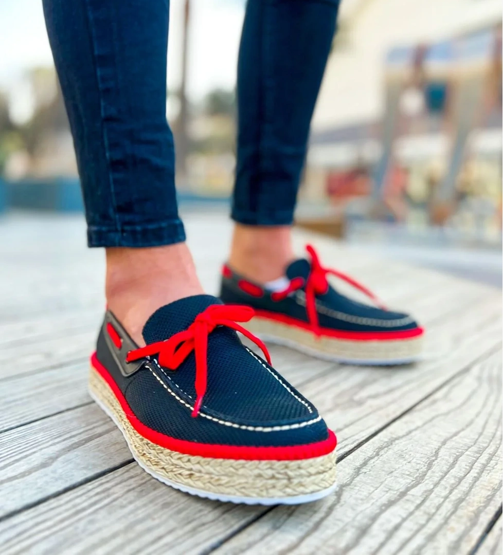 CH311 Espadril Erkek Ayakkabı SIYAH - KIRMIZI - Görsel 1