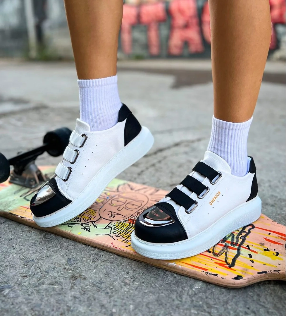 CH251 GBT Mirror Furry Kadın Ayakkabı BEYAZ/SIYAH - Görsel 1