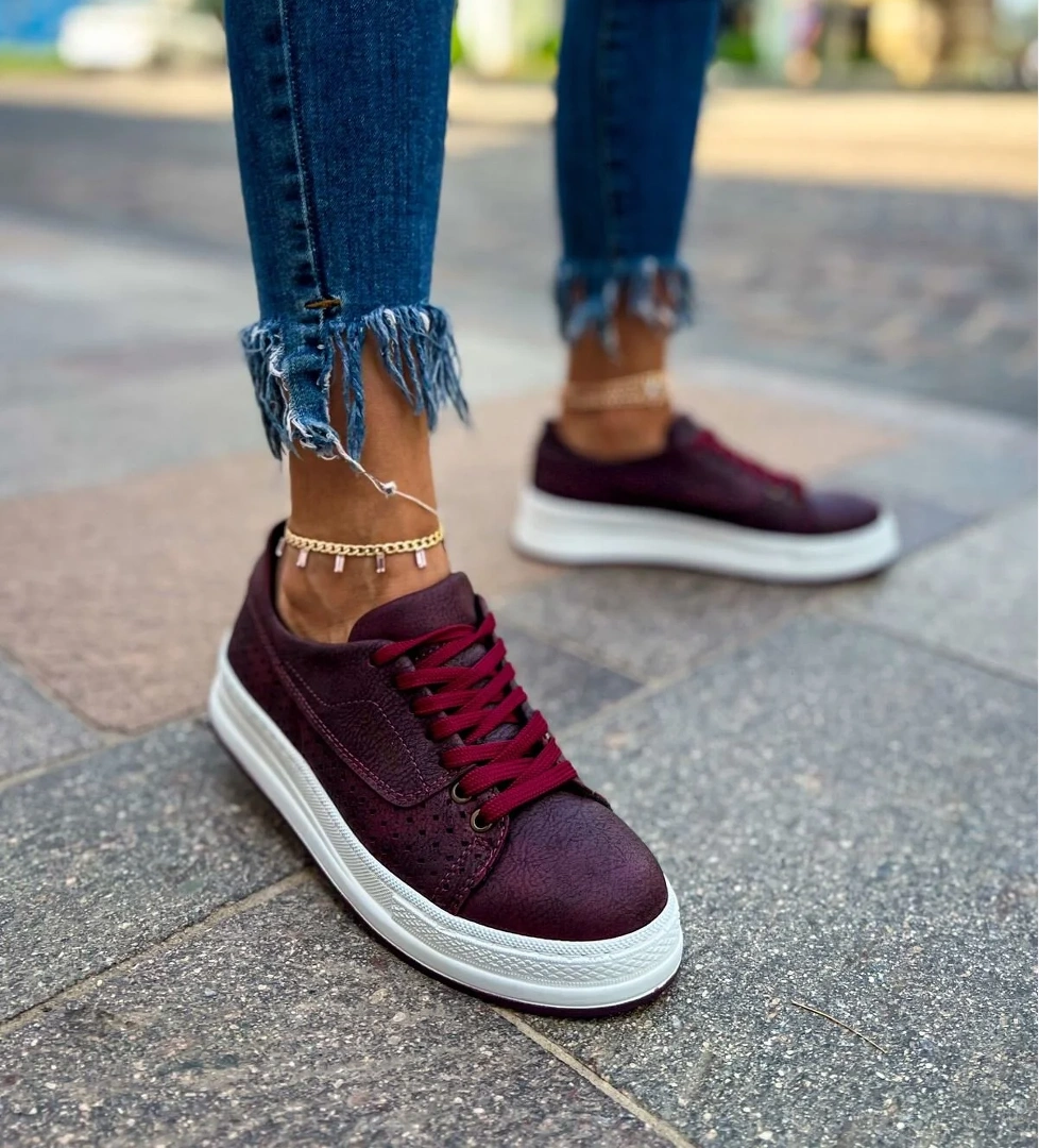 CH043 CBT Cowien Kadın Ayakkabi BORDO - Görsel 1