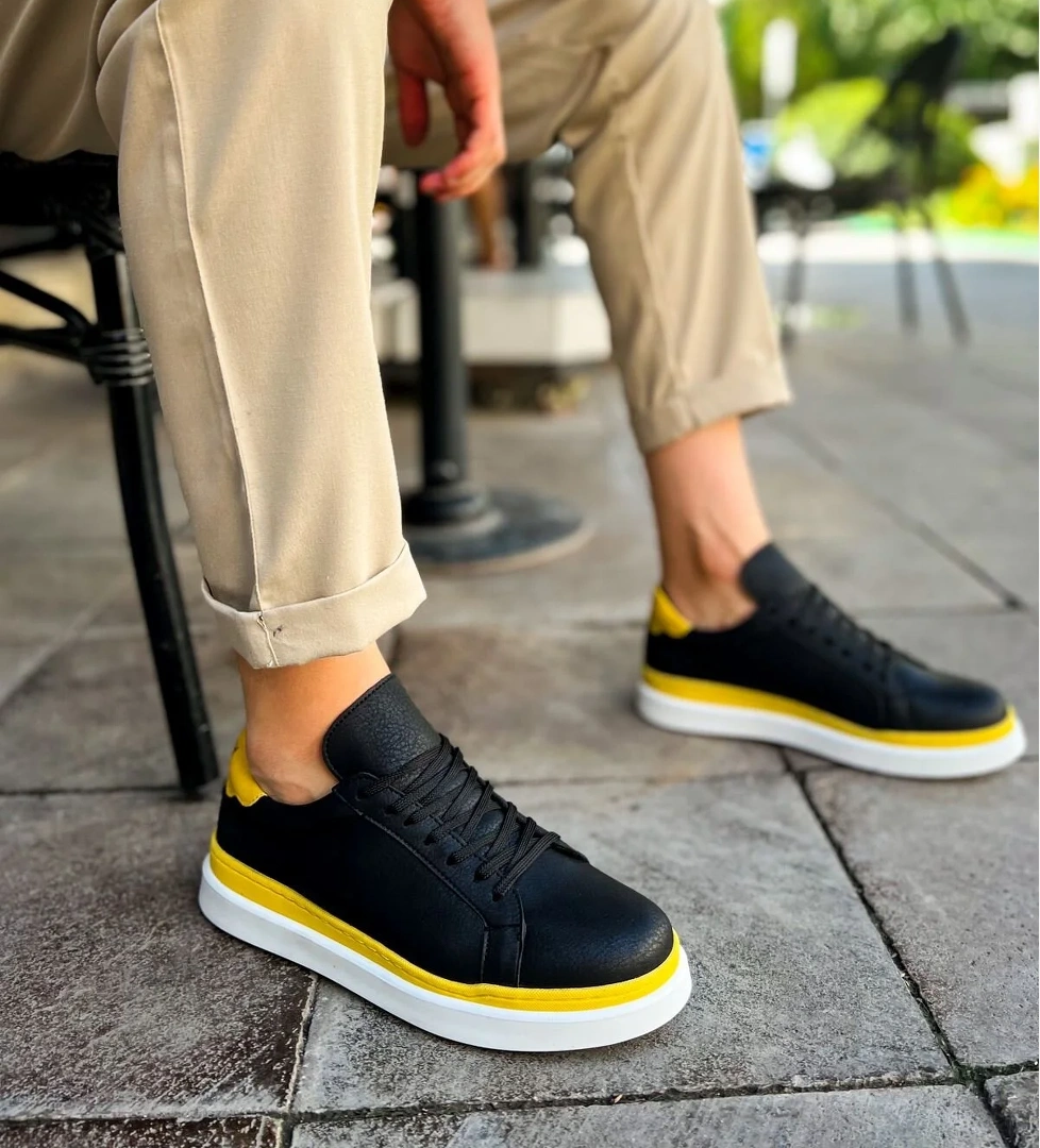 Chekich CH979 Santoni GBT Spor Erkek Ayakkabı SIYAH/SARI model görseli