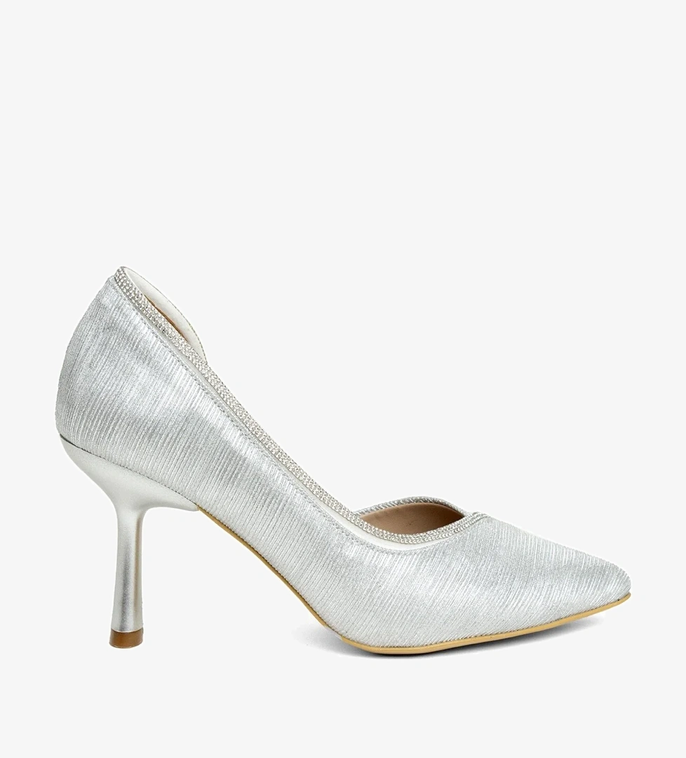 077-209-22T Kadın Klasik Topuklu Ayakkabı Gümüş