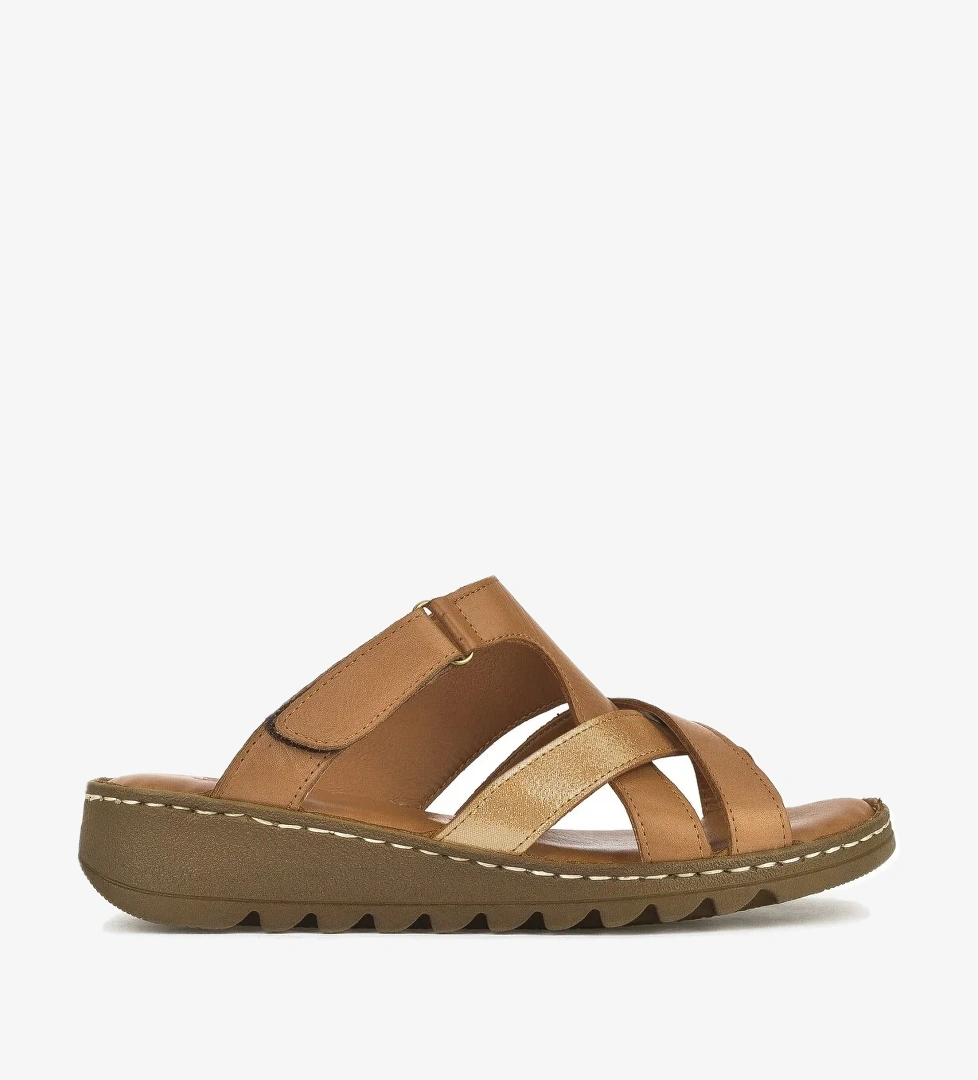 Kadın Hakiki Deri Terlik 1411008Z012 Taba