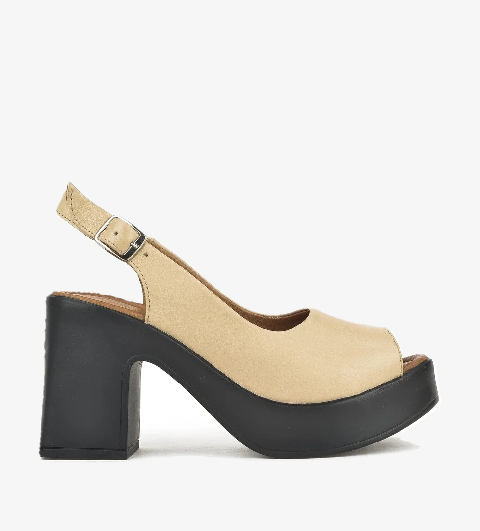 Kadın Hakiki Deri Topuklu Sandalet 141992Z28003 Bej