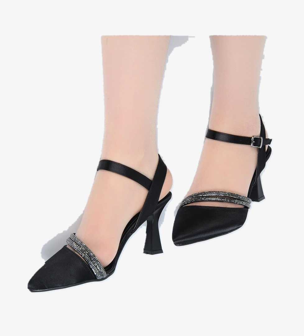 24-08 Saten 8Cm Topuklu Kadın Ayakkabı