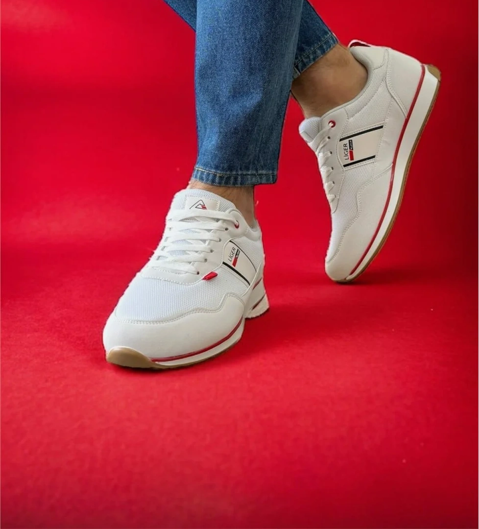 Erkek Günlük Sneaker Spor Ayakkabı BEYAZ - KIRMIZI