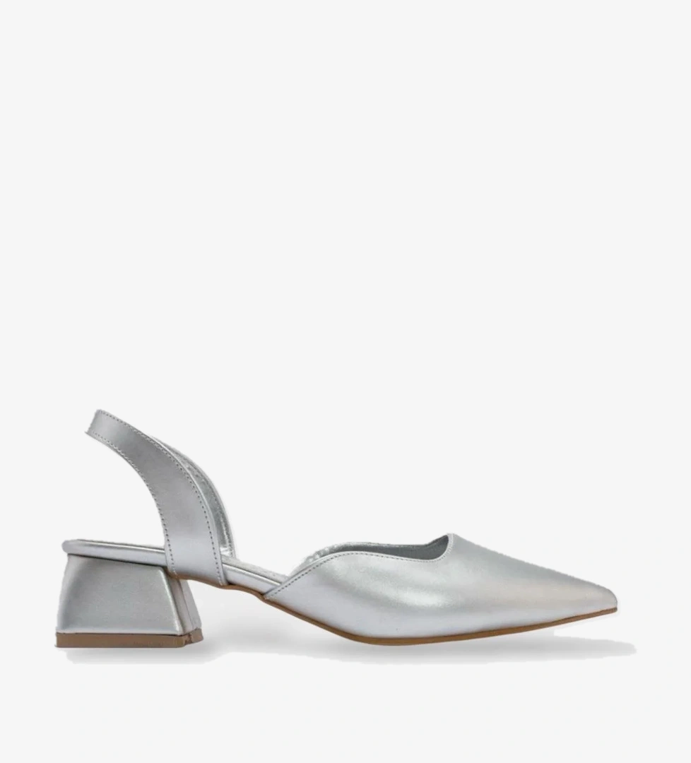 Liger Kadın Kısa Topuklu Ayakkabı 4 cm GÜMÜŞ model görseli