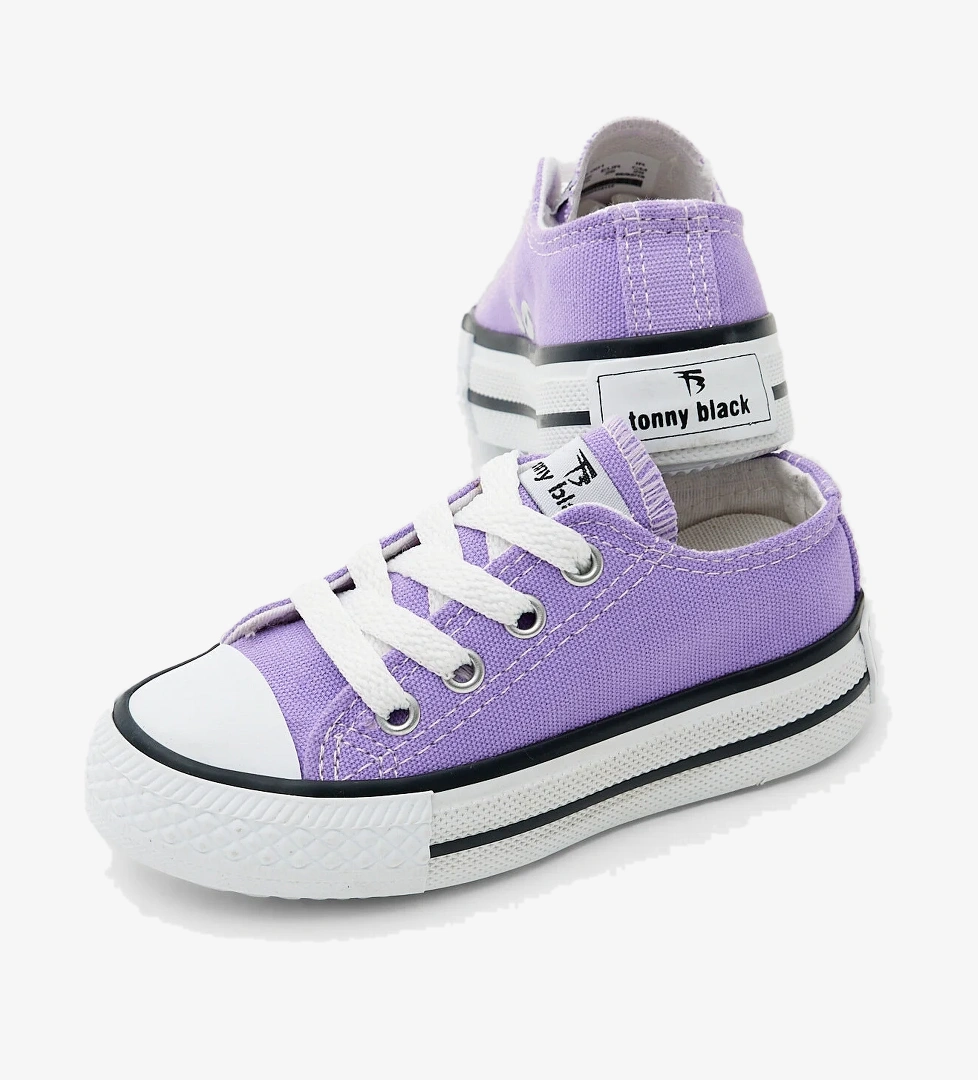 Çocuk Unisex Lila Rahat Kalıp Bağcıklı Spor Ayakkabı - Görsel 1