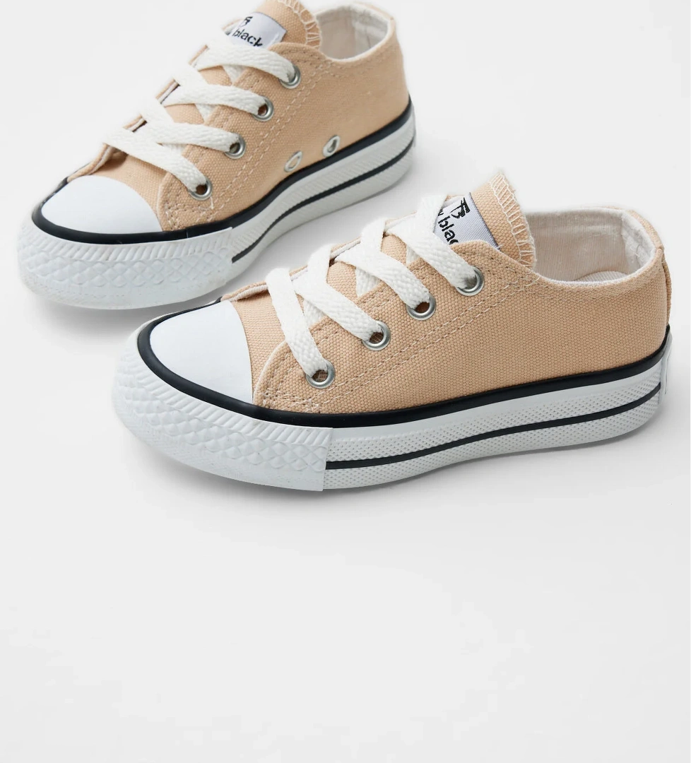 Çocuk Unisex Bej Rahat Kalıp Bağcıklı Spor Ayakkabı - Görsel 1