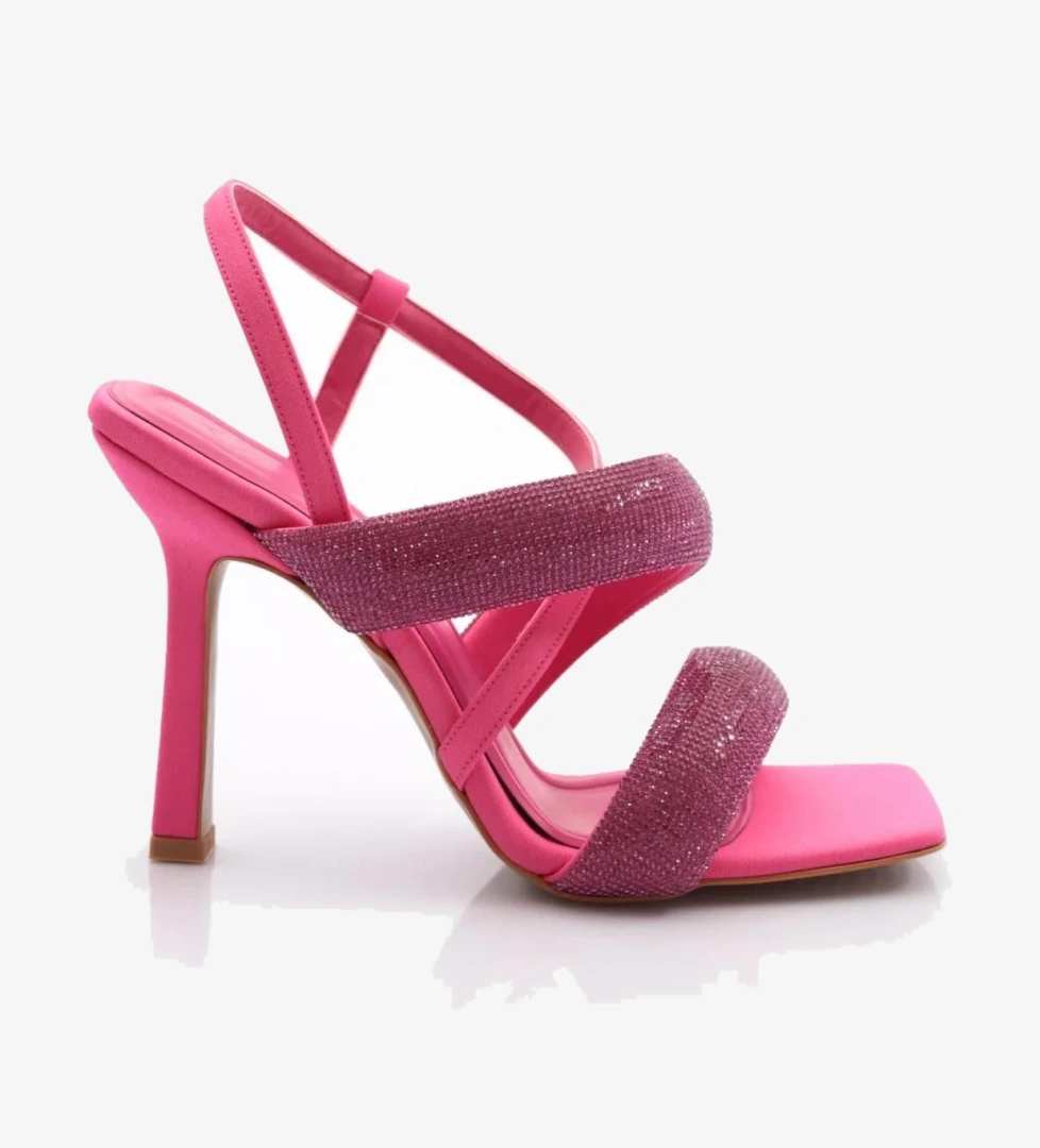 2032 Kadin Sirali Kalin Sirali Ve Çapraz Bantli Silver Taşli Topuklu Sandalet