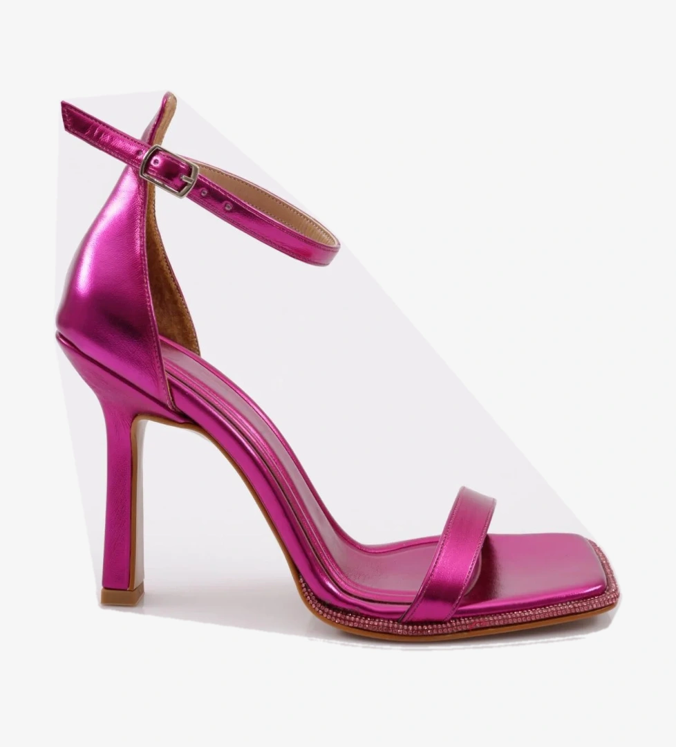 2025 Kadin Kalin Bantli Silver Taş Detayli Bilekten Kemer Bağlamali Arkasi Kapali Topuklu Sandalet