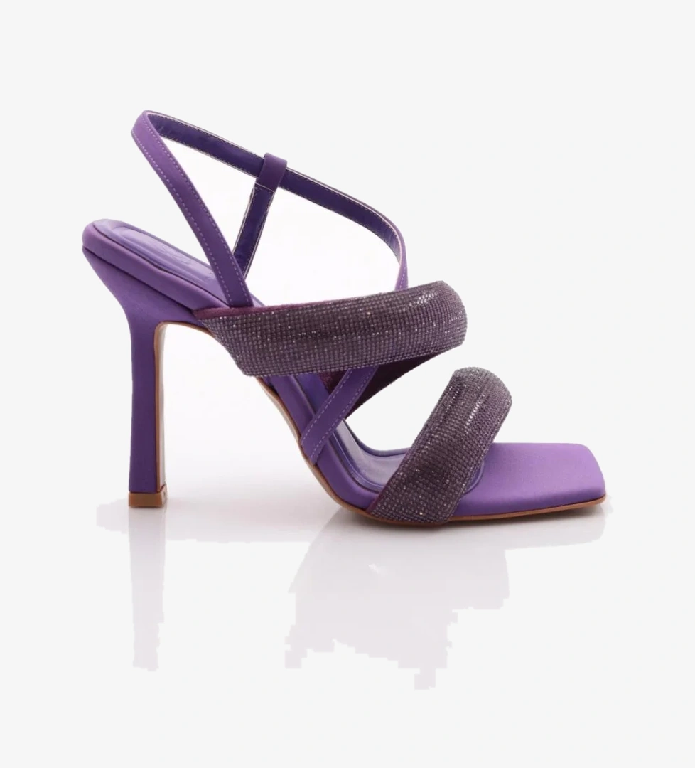 2032 Kadin Sirali Kalin Sirali Ve Çapraz Bantli Silver Taşli Topuklu Sandalet