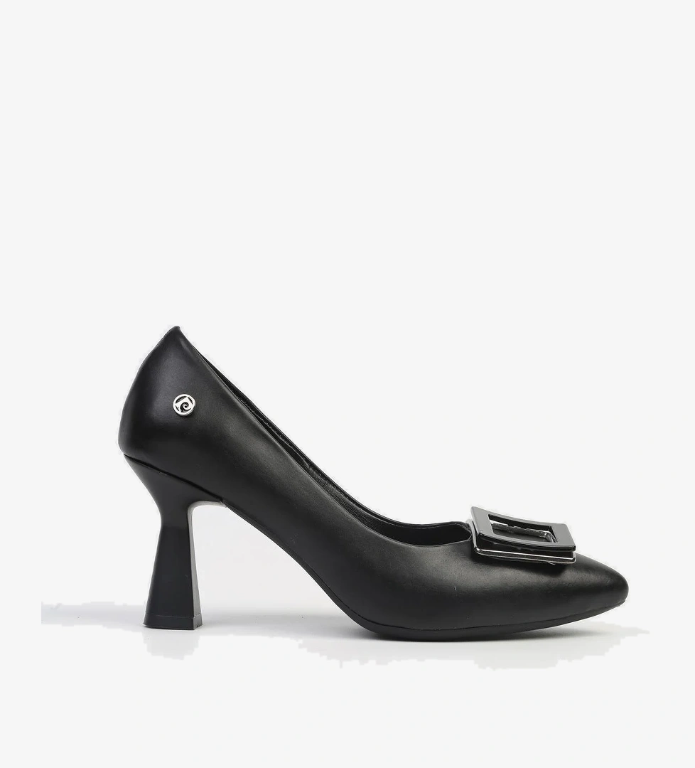 ® | PC-53103 Siyah Cilt Kadın Topuklu Ayakkabı - Görsel 1