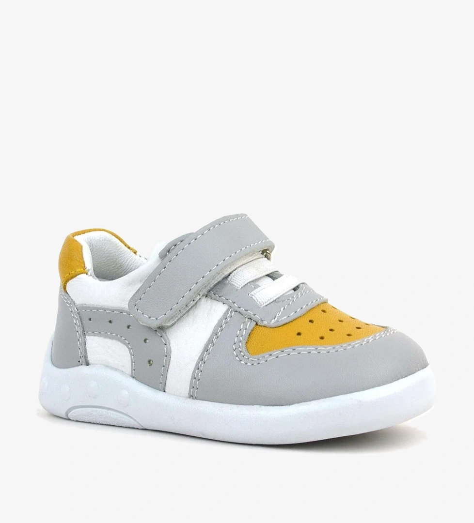 Rakerplus Hakiki Deri Gri Sarı Anatomik Bebek Spor Ayakkabı model görseli