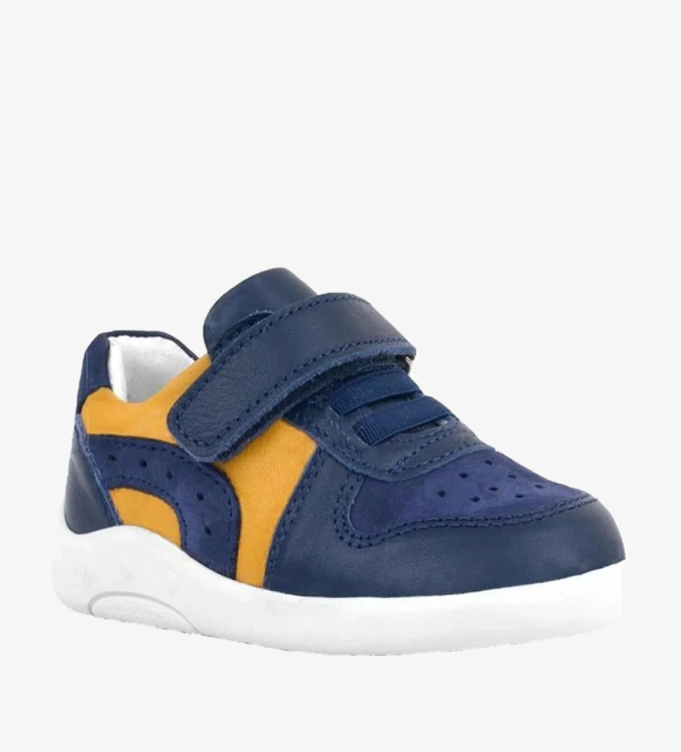 Rakerplus Hakiki Deri Lacivert Sarı Anatomik Bebek Spor Ayakkabı model görseli