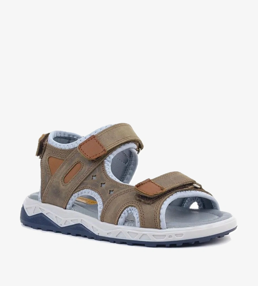 Rakerplus Hakiki Deri Kum Rengi Cırtlı Çocuk Sandalet Ayakkabı model görseli
