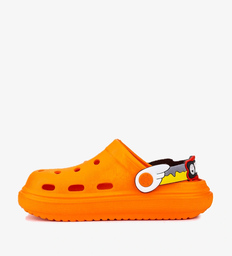 Printed Eva Plaj Havuz Okul Kreş Erkek Çocuk Terlik Turuncu