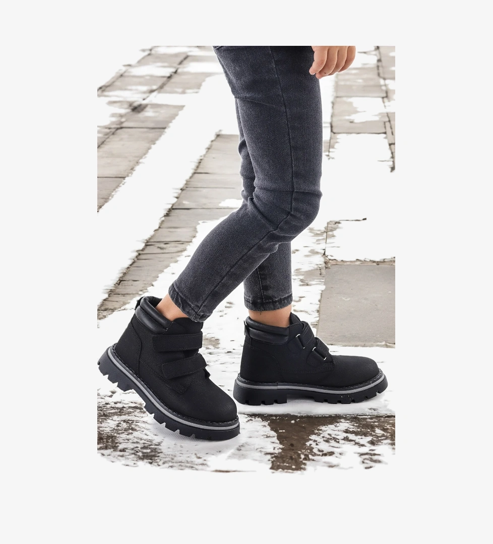 Cırtlı Erkek Çocuk Bot Ayakkabı Arz 3340 Siyah - Siyah