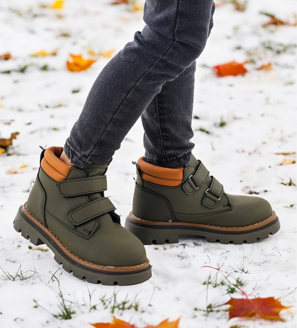 Cırtlı Erkek Çocuk Bot Ayakkabı Arz 3340 Haki - Sarı