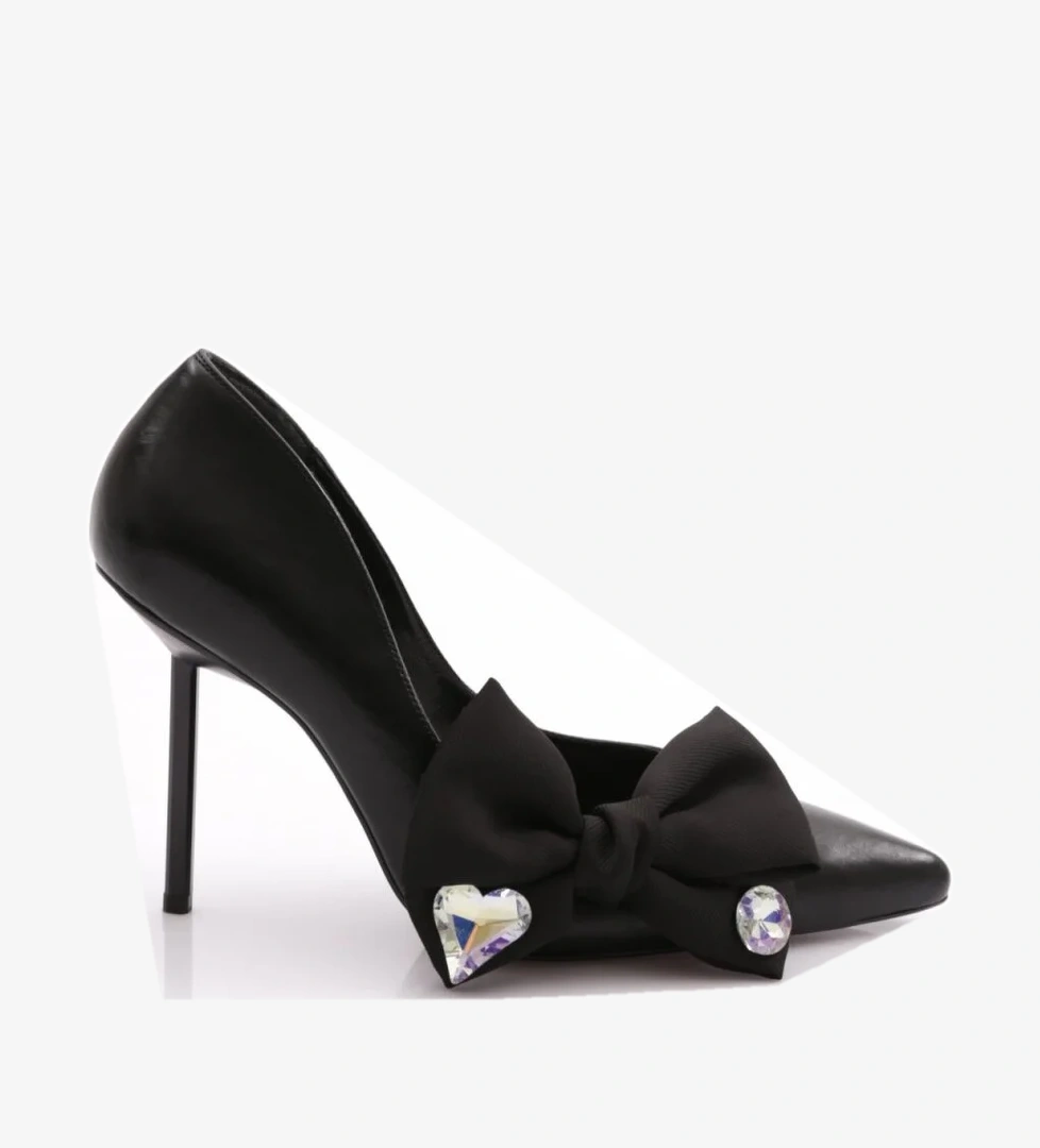 4545 Kadin Yani Kurdelali Topuklu Ayakkabi - Görsel 1