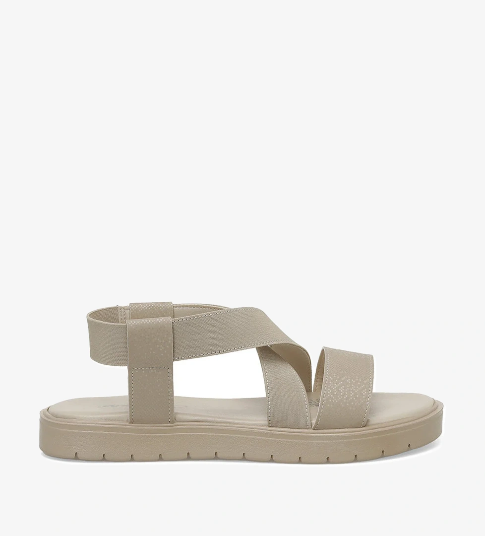 CS22053 4FX Bej Kadın Düz Sandalet - Görsel 1