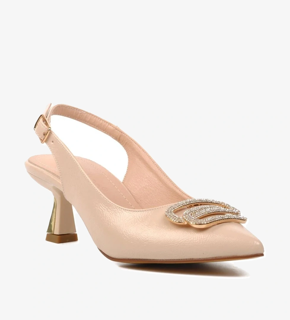 357075 Bej Kadın Abiye Ayakkabı - Görsel 1