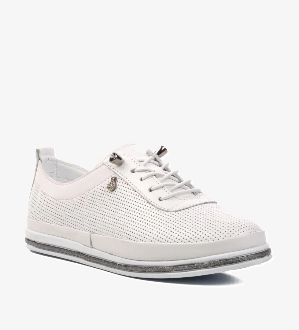 7876 Beyaz Hakiki Deri Kadın Günlük Ayakkabı