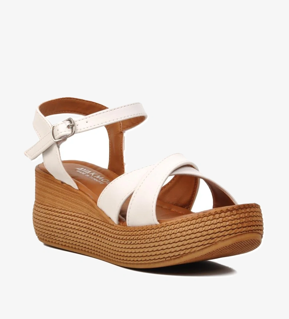 426093 Beyaz Kadın Dolgu Topuk Sandalet