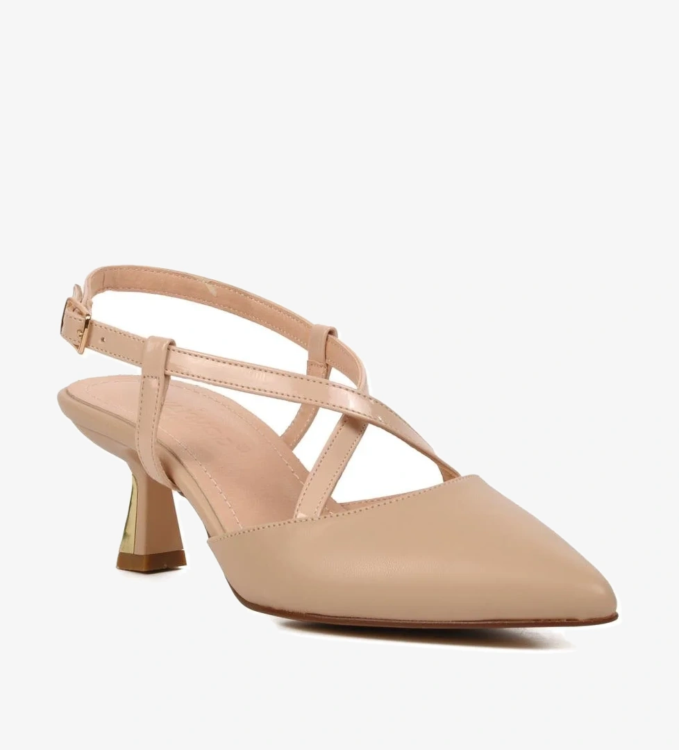 357078 Bej Kadın Topuklu Ayakkabı - Görsel 1