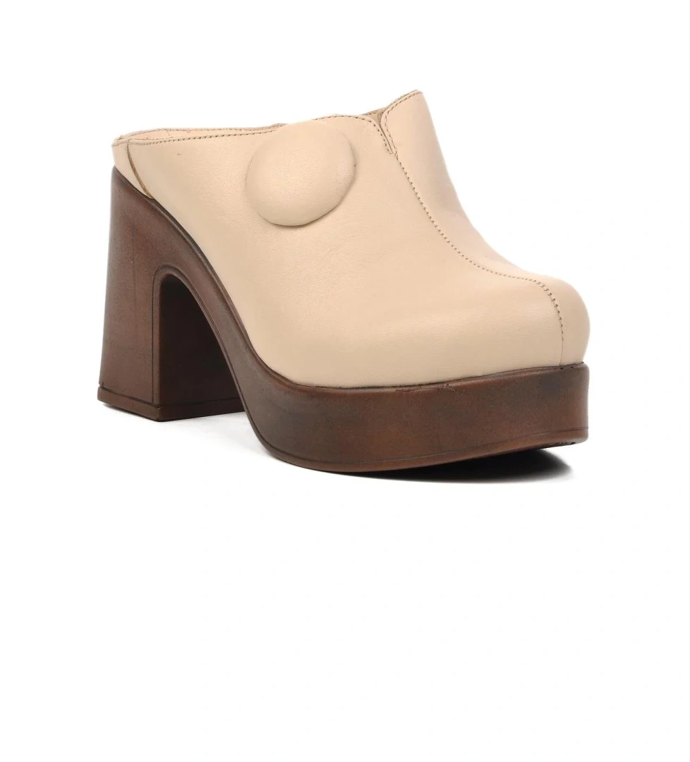 Venüs 2217013Y Bej Hakiki Deri Kadın Topuklu Sabo Terlik model görseli